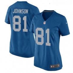 Womens Nike Detroit Lions 81 Calvin Johnson Game Blue Alternate NFL Jersey