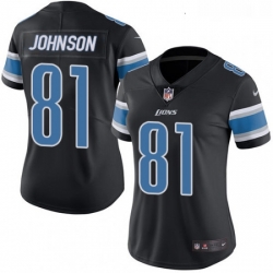 Womens Nike Detroit Lions 81 Calvin Johnson Limited Black Rush Vapor Untouchable NFL Jersey