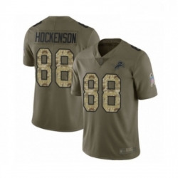 Youth Detroit Lions 88 TJ Hockenson Limited Olive Camo Salute to Service Football Jersey