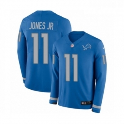 Youth Nike Detroit Lions 11 Marvin Jones Jr Limited Blue Therma Long Sleeve NFL Jersey