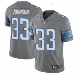 Youth Nike Detroit Lions 33 Kerryon Johnson Limited Steel Rush Vapor Untouchable NFL Jersey