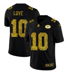 Green Bay Green Bay Green Bay Green Bay Packers 10 Jordan Love Men Nike Leopard Print Fashion Vapor Limited NFL Jersey Black