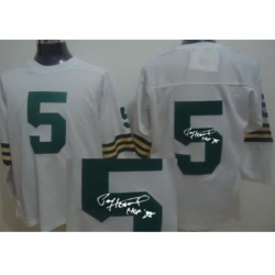 Green Bay Packers 5 Paul Hornung White Long Sleeve Throwback M&N Signed NFL Jerseys