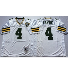 Men Green Bay Green Bay Packers 4 Brett Favre White M&N Throwback Jersey