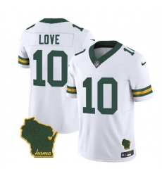 Men Green Bay Packers 10 Jordan Love White 2023 F U S E  Home Patch Vapor Untouchable Limited Stitched Jersey