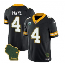 Men Green Bay Packers 4 Brett Favre Black 2023 F U S E  Home Patch And 1 Star C Patch Vapor Untouchable Limited Stitched Jersey