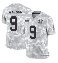 Men Green Bay Packers #9 Christian Watson 2024 Arctic Camo Salute To Service Limited Stitched Football Jersey