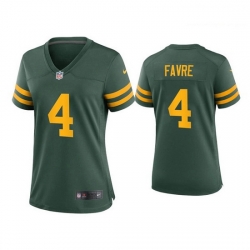 Women Green Bay Packers 4 Brett Favre Alternate Game Green Jersey