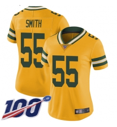 Women Packers 55 Za Darius Smith Yellow Stitched Football Limited Rush 100th Season Jersey