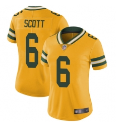 Women Packers 6 JK Scott Yellow Stitched Football Limited Rush Jersey