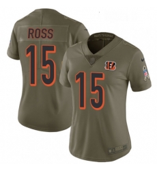 Womens Nike Cincinnati Bengals 15 John Ross Limited Olive 2017 Salute to Service NFL Jersey