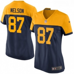 Womens Nike Green Bay Packers 87 Jordy Nelson Elite Navy Blue Alternate NFL Jersey