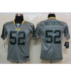 Nike Youth Green Bay Packers #52 matthews Grey Jerseys(Lights Out Elite)