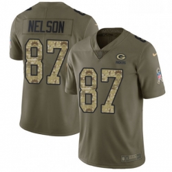 Youth Nike Green Bay Packers 87 Jordy Nelson Limited OliveCamo 2017 Salute to Service NFL Jersey