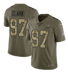 Youth Nike Packers #97 Kenny Clark Olive Camo Stitched NFL Limited 2017 Salute to Service Jersey