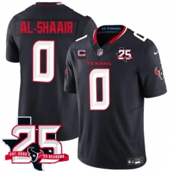 Men Houston Texans  0 Azeez Al Shaair Navy 2nd Alternate 2026 With 25th Anniversary Patch And 4 Star C Patch F U S E  Vapor Limited Stitched Football Jerse