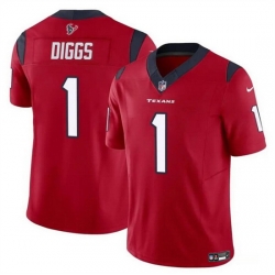 Men Houston Texans 1 Stefon Diggs Red 2024 F U S E Vapor Untouchable Stitched Football Jersey