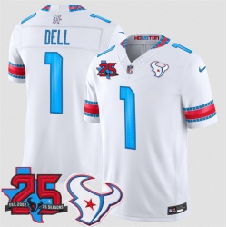 Men Houston Texans  1 Tank Dell White 2026 25th Anniversary Patch F U S E   HOUSTON US  Rivalries Collection Limited Stitched Football Jersey