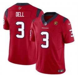 Men Houston Texans 3 Tank Dell Red 2023 F U S E  With John Madden Patch Vapor Limited Stitched Football Jersey