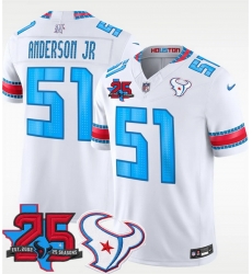 Men Houston Texans  51 Will Anderson Jr  White 2026 25th Anniversary Patch F U S E   HOUSTON US  Rivalries Collection Limited Stitched Football Jersey