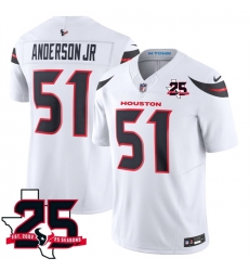 Men Houston Texans  51 Will Anderson Jr  White 2026 25th Anniversary Patch F U S E  Vapor Limited Stitched Football Jersey