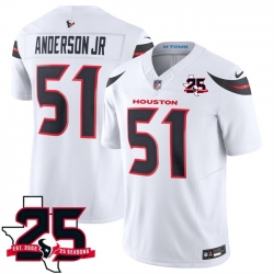 Men Houston Texans  51 Will Anderson Jr  White 2026 25th Anniversary Patch F U S E  Vapor Limited Stitched Football Jersey