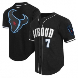 Men Houston Texans 7 C J Stroud Black Alternate Logo Mesh Button Up Stitched Baseball Jersey