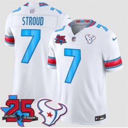Men Houston Texans  7 C J  Stroud White 2026 25th Anniversary Patch F U S E   HOUSTON US  Rivalries Collection Limited Stitched Football Jersey