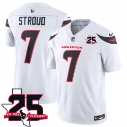Men Houston Texans  7 C J  Stroud White 2026 25th Anniversary Patch F U S E  Vapor Limited Stitched Football Jersey
