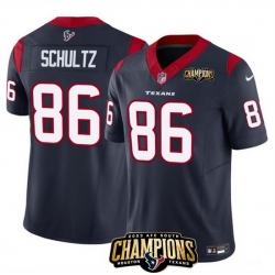 Men Houston Texans 86 Dalton Schultz Navy 2023 F U S E  AFC South Champions Patch Vapor Untouchable Limited Stitched Football Jersey