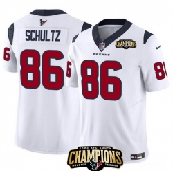 Men Houston Texans 86 Dalton Schultz White 2023 F U S E  AFC South Champions Patch Vapor Untouchable Limited Stitched Football Jersey