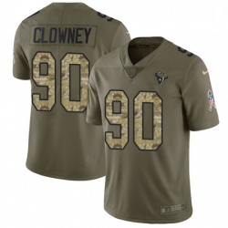 Men Nike Houston Texans 90 Jadeveon Clowney Limited OliveCamo 2017 Salute to Service NFL Jersey