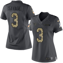 Nike Texans #3 Tom Savage Black Womens Stitched NFL Limited 2016 Salute to Service Jersey