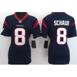 Women Nike Houston Texans 8 Matt Schaub Blue Nike NFL Jerseys