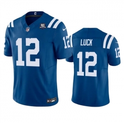 Men Indianapolis Colts 12 Andrew Luck Blue 2023 F U S E 40th Anniversary Vapor Untouchable Stitched Football Jersey