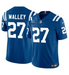 Men Indianapolis Colts  27 Justin Walley Blue 2026 F U S E  1 Star C Patch Vapor Limited Stitched Football Jersey