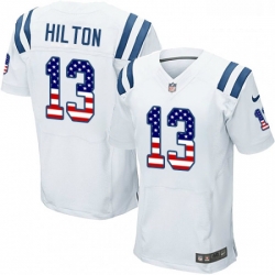 Men Nike Indianapolis Colts 13 TY Hilton Elite White Road USA Flag Fashion NFL Jersey