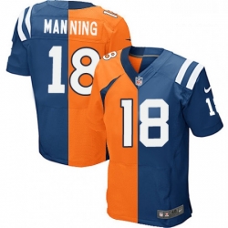 Men Nike Indianapolis Colts 18 Peyton Manning Elite Royal BlueOrange Split Fashion NFL Jersey