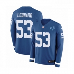 Men Nike Indianapolis Colts 53 Darius Leonard Limited Blue Therma Long Sleeve NFL Jersey