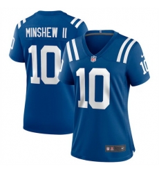 Women Indianapolis Colts 10 Gardner Minshew Blue 2023 Draft Stitched Game Jersey 28Run Small 29