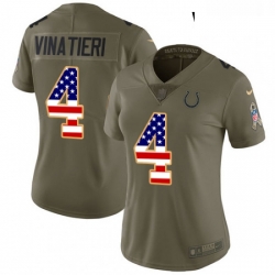 Womens Nike Indianapolis Colts 4 Adam Vinatieri Limited OliveUSA Flag 2017 Salute to Service NFL Jersey