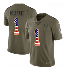 Youth Nike Indianapolis Colts 1 Pat McAfee Limited OliveUSA Flag 2017 Salute to Service NFL Jersey