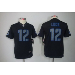 Youth Nike Indianapolis Colts #12 Andrew Luck Black Jerseys[Impact Limited]