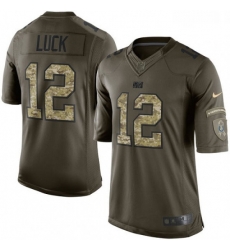 Youth Nike Indianapolis Colts 12 Andrew Luck Elite Green Salute to Service NFL Jersey