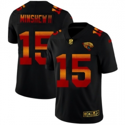 Jacksonville Jaguars 15 Gardner Minshew II Men Black Nike Red Orange Stripe Vapor Limited NFL Jersey