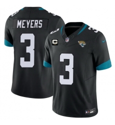Men Jacksonville Jaguars  3 Jakobi Meyers Black 2026 F U S E  1 Star C Patch Vapor Limited Stitched Football Jersey