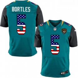 Men Nike Jacksonville Jaguars 5 Blake Bortles Elite Teal Green Home USA Flag Fashion NFL Jersey