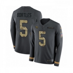 Men Nike Jacksonville Jaguars 5 Blake Bortles Limited Black Salute to Service Therma Long Sleeve NFL Jersey