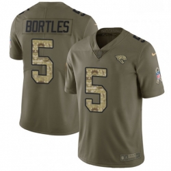 Men Nike Jacksonville Jaguars 5 Blake Bortles Limited OliveCamo 2017 Salute to Service NFL Jersey