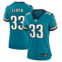 Women Jacksonville Jaguars 33 Devin Lloyd Teal 2024 Prowler Throwback Vapor Limited Stitched Football Jersey